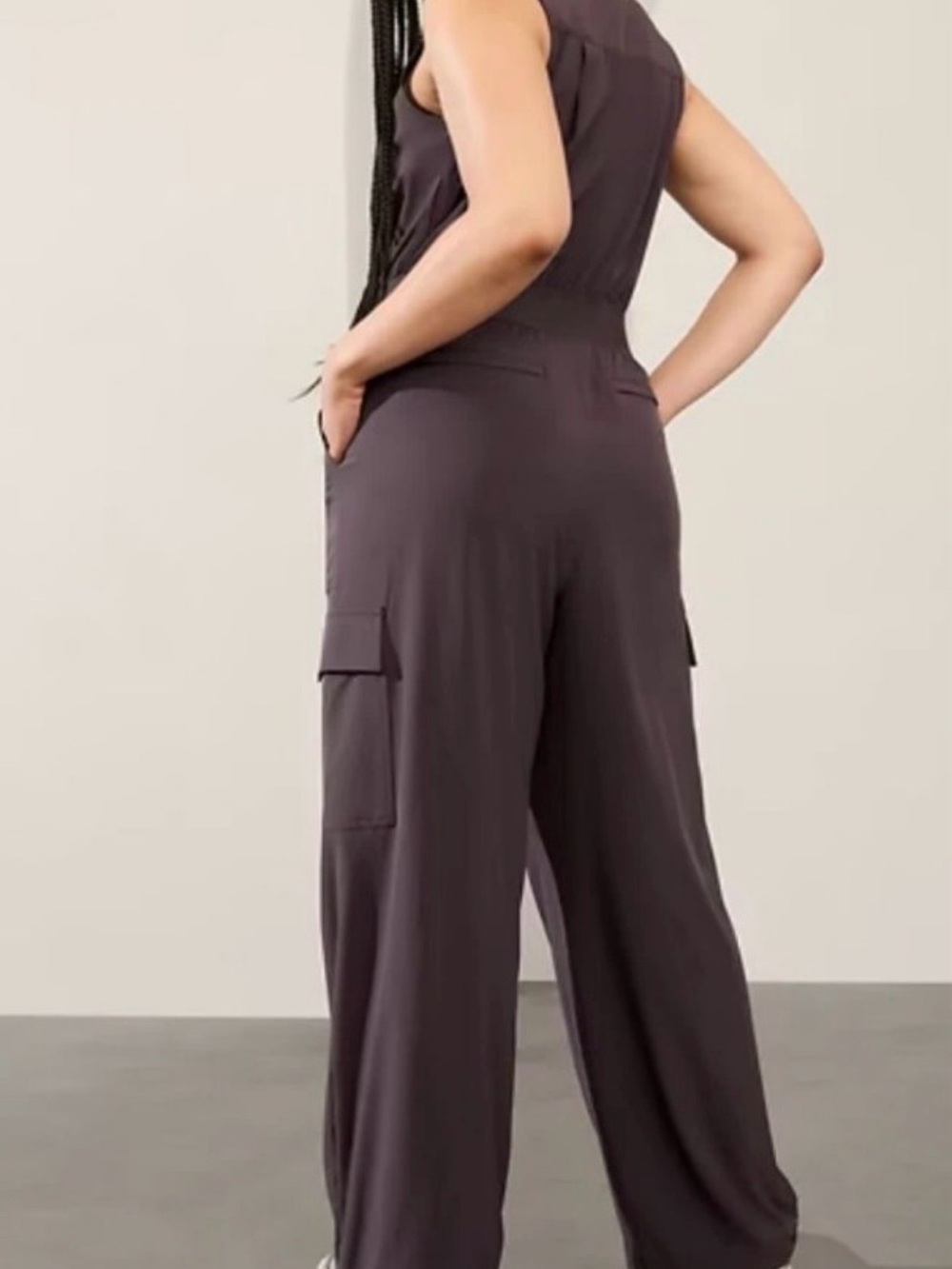 Athleta Wide-Leg Cargo Jumpsuit in Plum